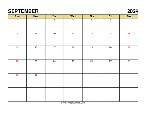 September 2024 UK Calendars