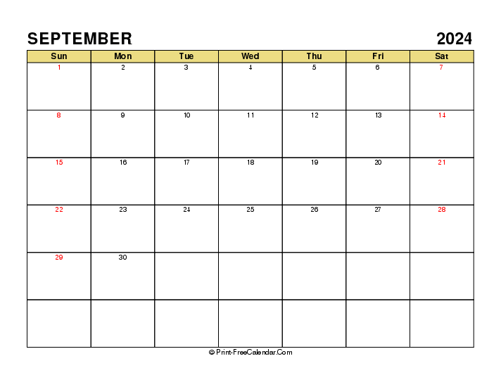 september 2024 calendar with uk-bank holidays, week start on sunday, Landscape orientation